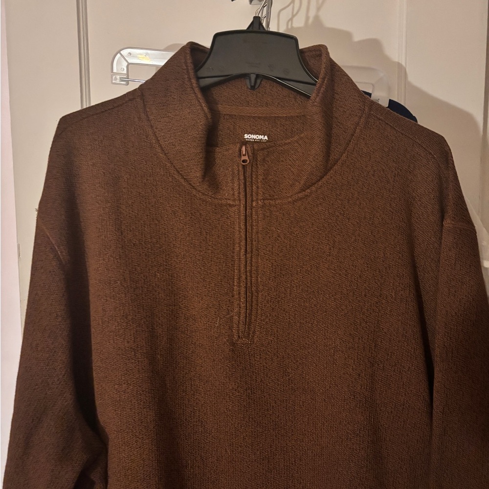 Kohl's Sonoma Men's Zip-Up Brown Sweater